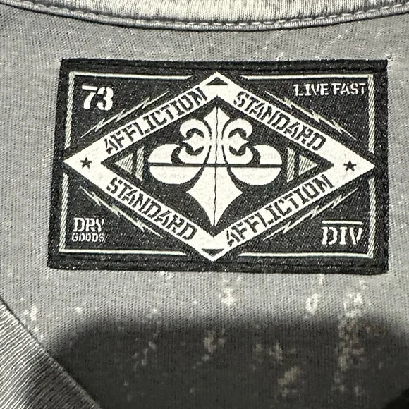 Affliction Gray T-Shirt with Patch and Stitch Detail - Picture 3 of 7
